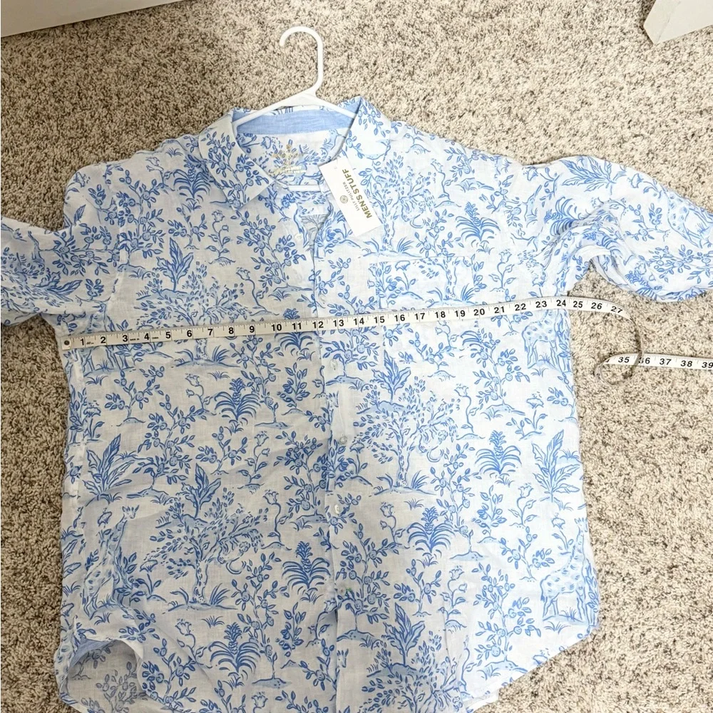 Lilly Pulitzer Men's Stuff Addison Linen Shirt Resort White Lil Daffodil Hill XL - Picture 5 of 5